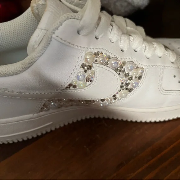 Women’s Air Force 1s Bedazzled for my Wedding Reception worn for 4 hours - Picture 2 of 7